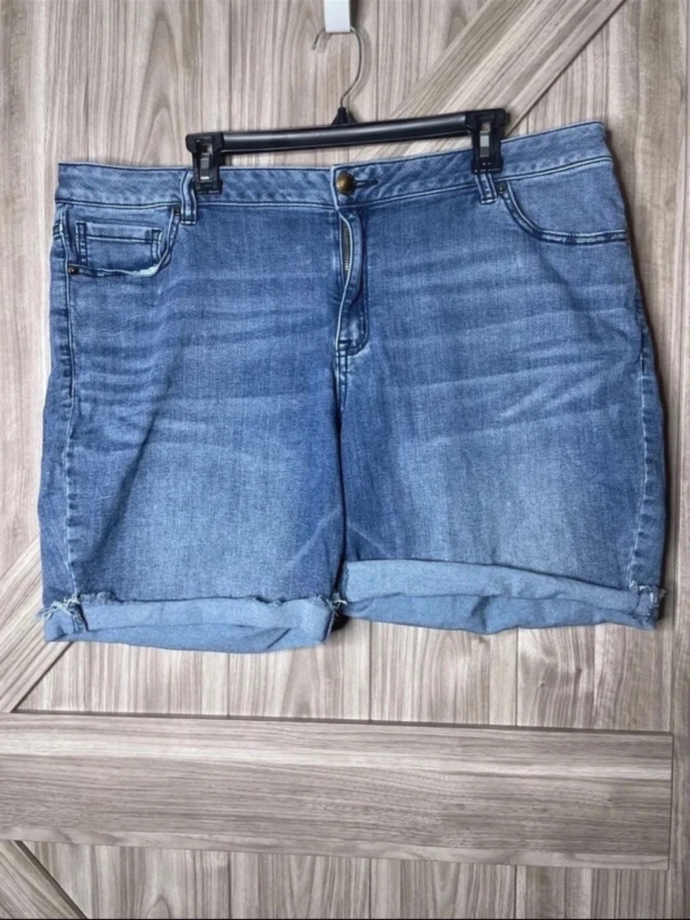 Lane Bryant Light Blue Denim Rolled Hem Bike Shorts